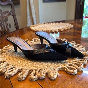 Nine West Black Kitten Heel Mules